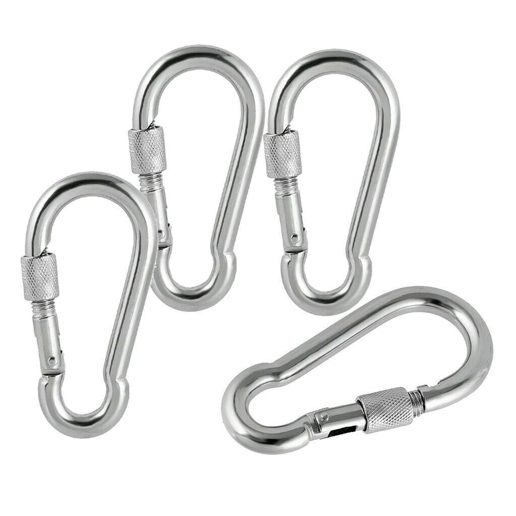 4x Stainless Steel Snap Hook Camping Sail Non-slip Carabiner Screw Accs