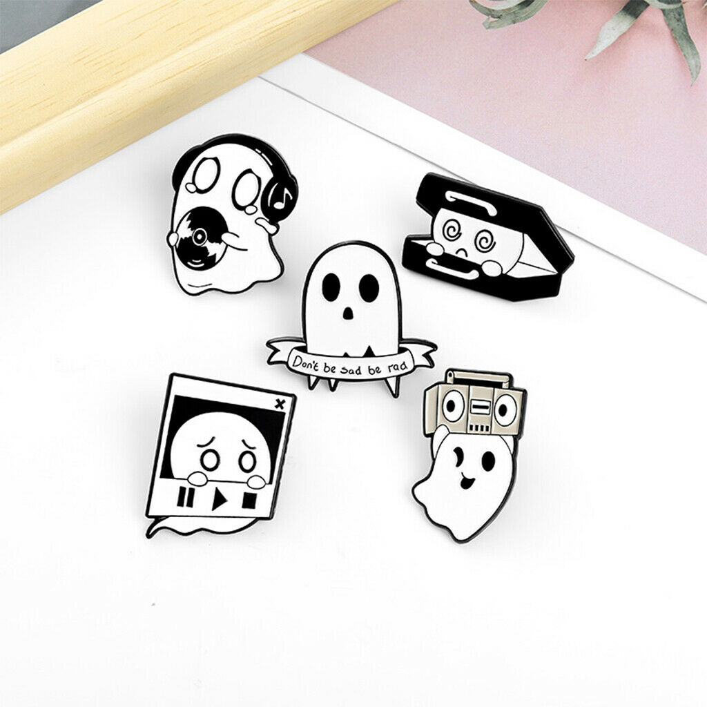 Set of 5 Halloween Ghost Brooch Pins Set for Women Men Clothes Jeans Decor