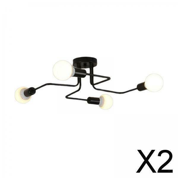 2X Ceiling Light  Retro Wrought Iron Large Black Chandelier Ceiling Lamp 4-Head