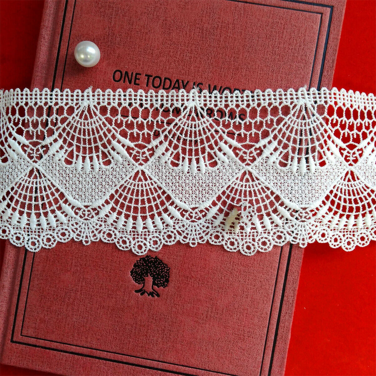 1Yd White 8cm Lace Trim Ribbon Fabric Crochet Applique Embroidered Sewing Craft