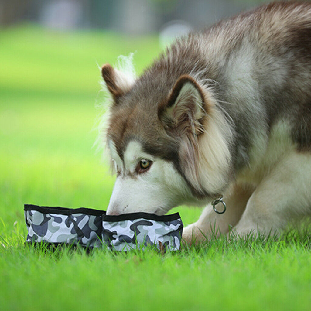 Portable Collapsible Canvas Dog Bowl for Pet Dog Cat Travel Outdoor  Yellow