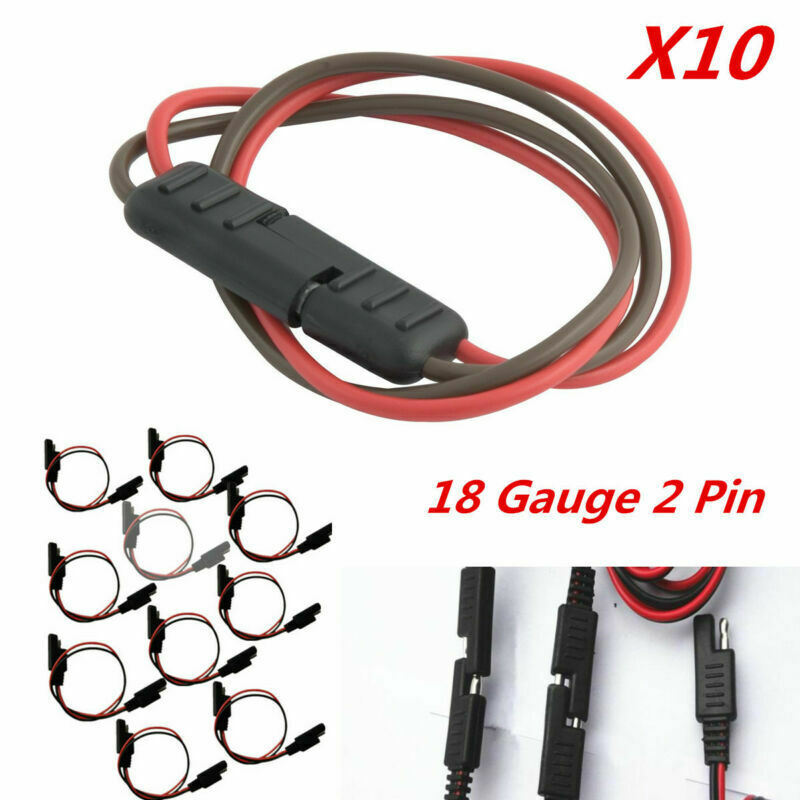 10 Pcs Universal 18 Gauge 2 Pin Quick Disconnect Wire Harness - SAE Connectors