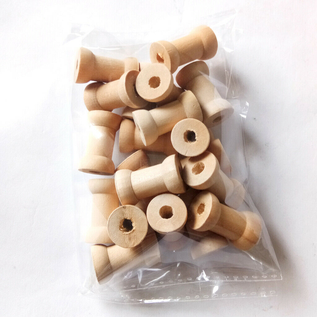 20 Pieces Long Wood Yarn Coil Wood Spool Decor Spool Bobbin For Crafting, Making
