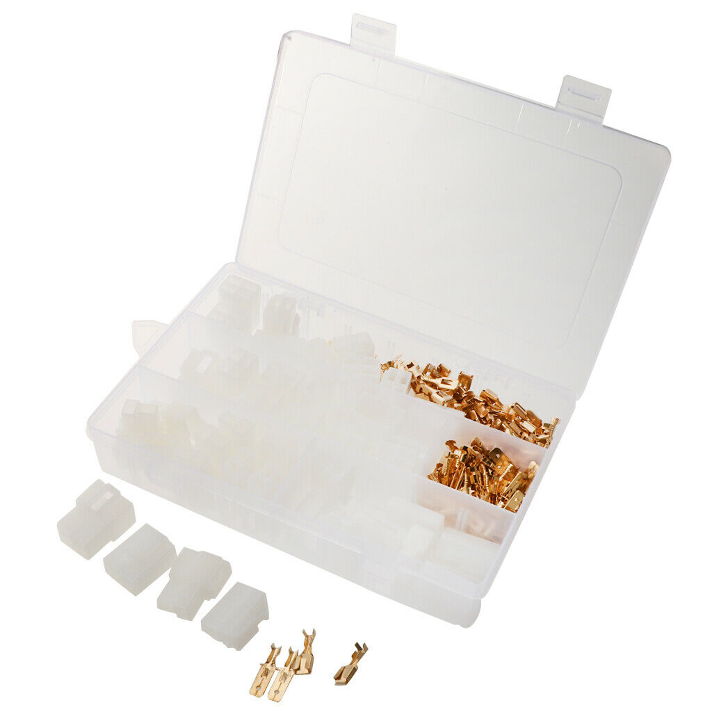 20 Kits 6.3mm 2 4 Pin Brass Crimp Terminal Cable Locking Tab Spade Connector