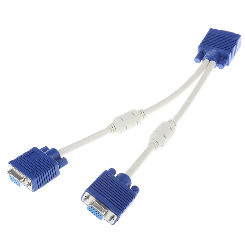 15 Pin Vga 1 Male To Dual 2 Vga Female Monitor Y Adapter