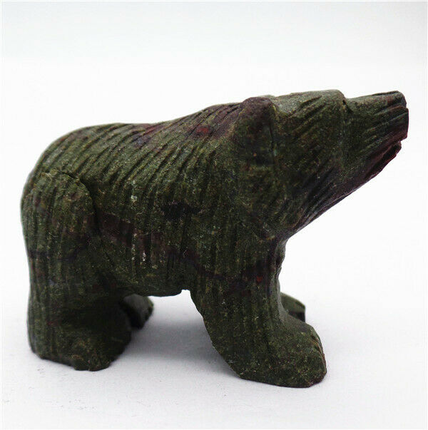 48x33x20mm Natural Dragon Blood Stone Carved Bear Decoration Statue Decor HH7743