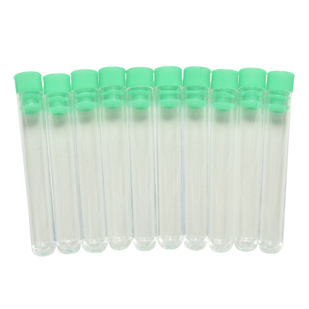 10 Pcs Clear Plastic Test Tubes with Green Caps Stoppers 12x75mm eHSJCA