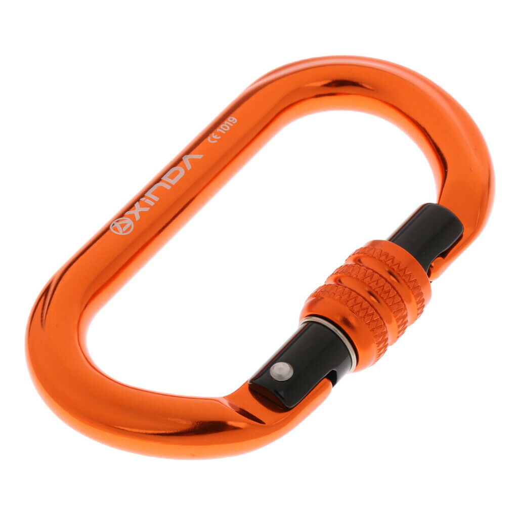 2pcs 25KN Aluminum Climbing Carabiner Screwlock O-shaped Buckle