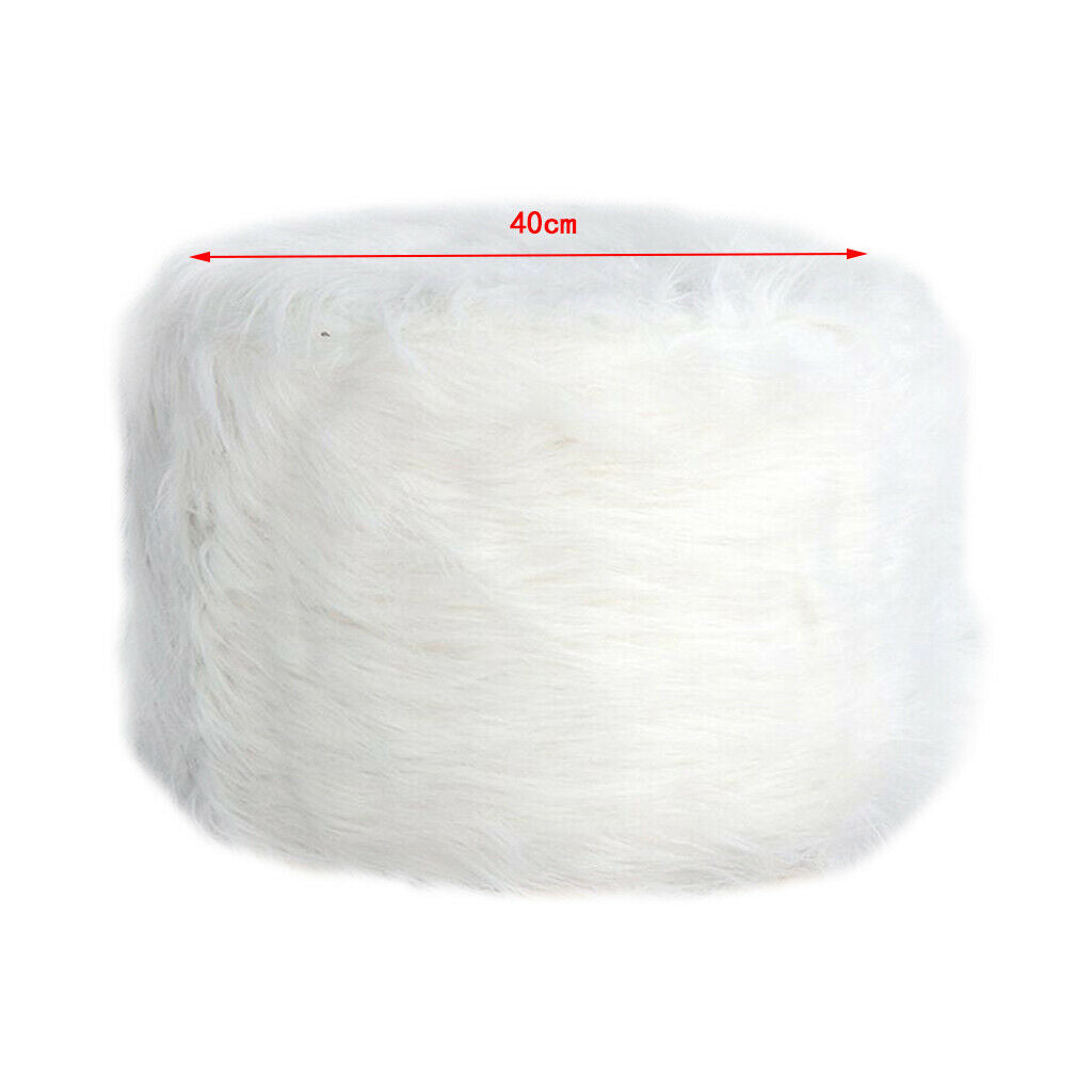 2pcs 40cm Diameter Soft Furry Round Footstool Cover Kids Little Stool Chair
