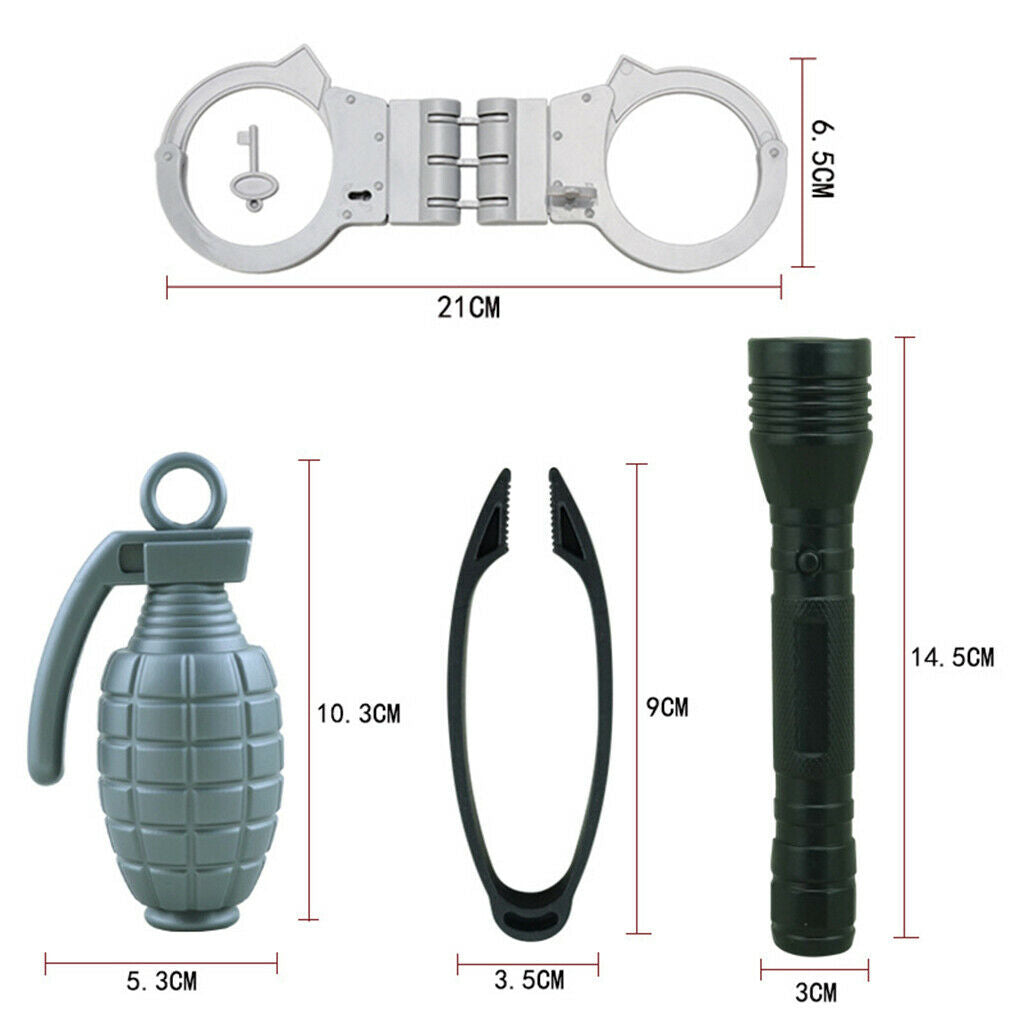 Kids Policemen Officer Vest Grenades Halloween Pretend Play Parts Gifts Set