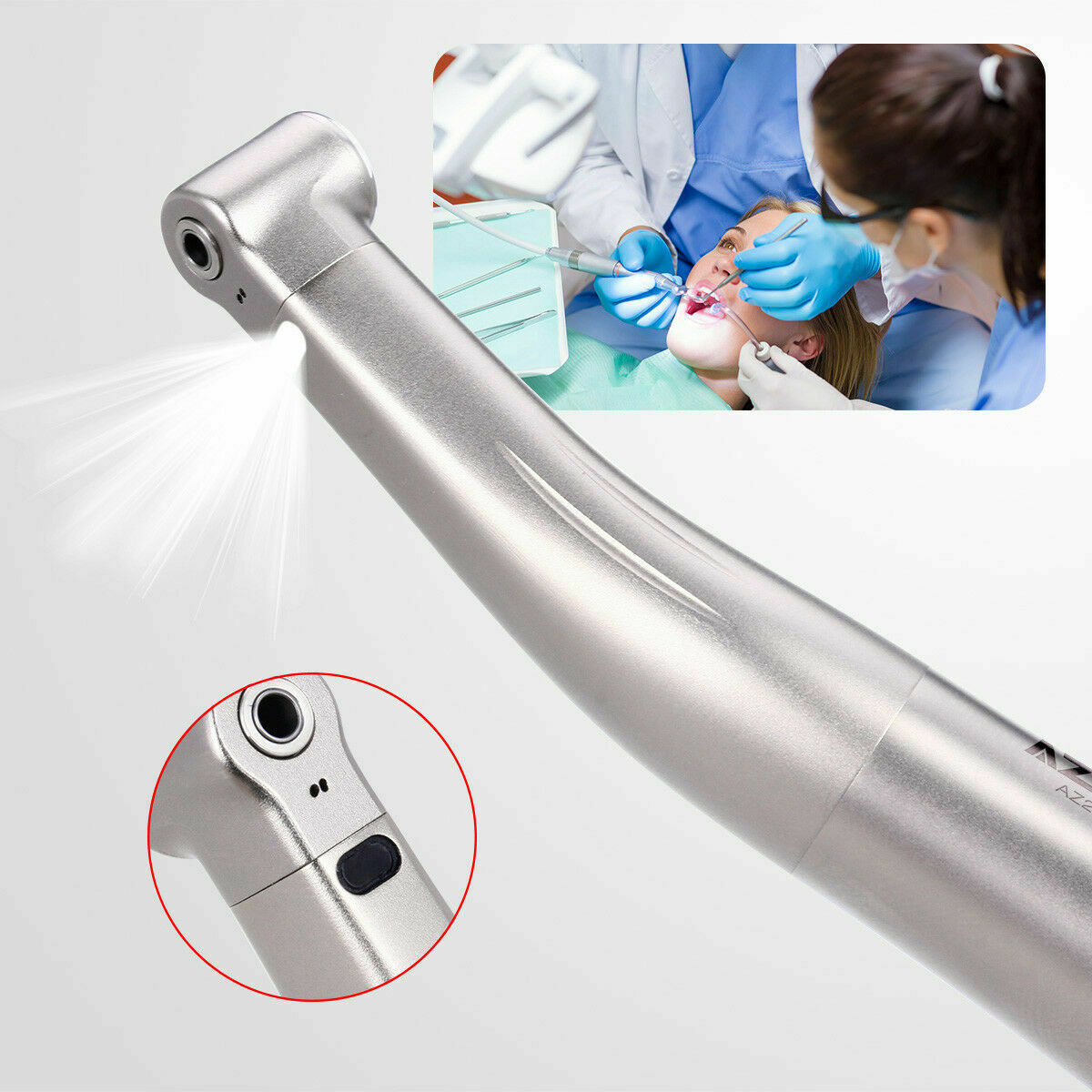 Dental 1:1 LED Fiber Optic Push Button Contra Angle Handpiece Internal fit NSK