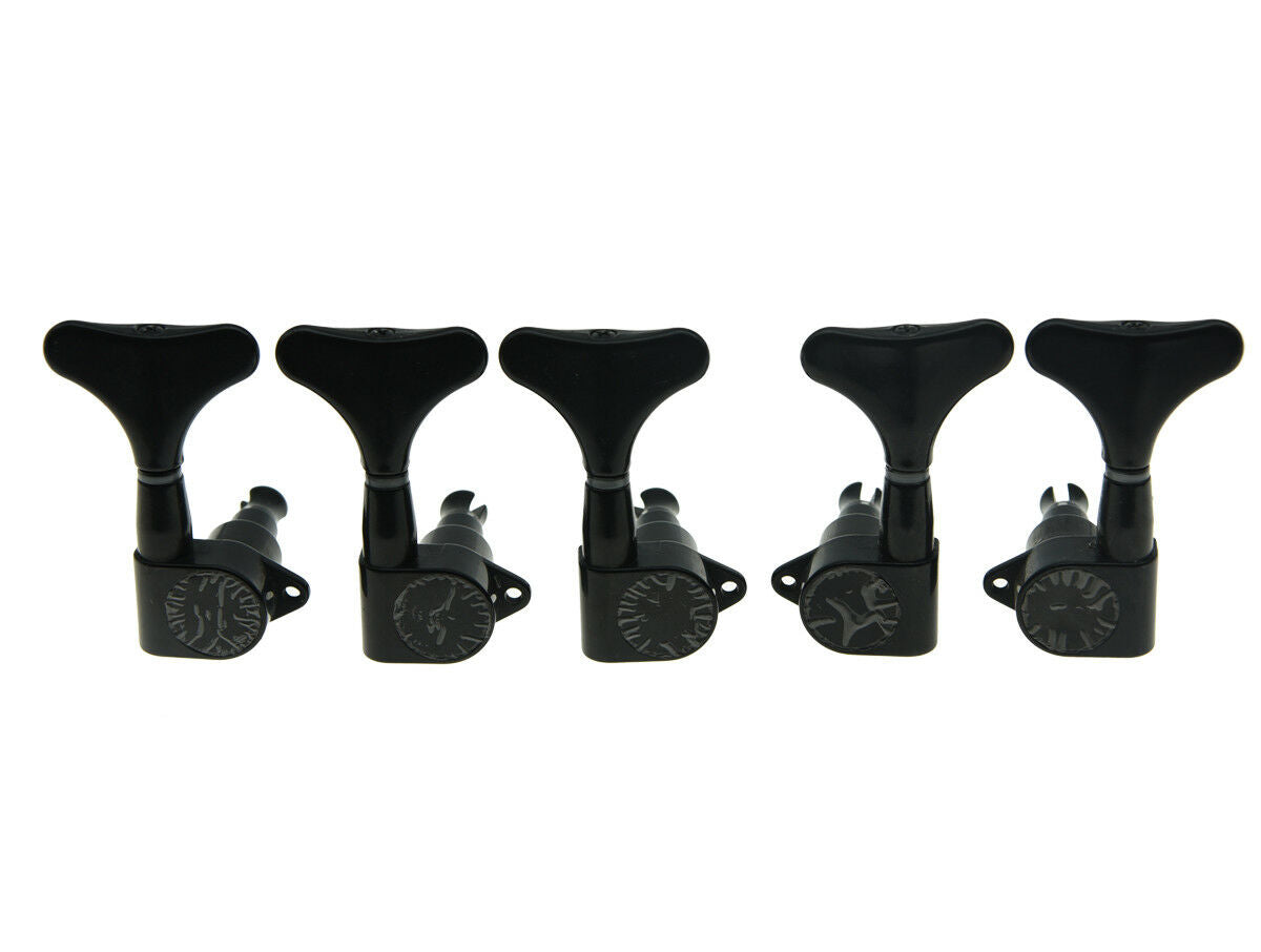 Black 2xLeft 3xRight Sealed Bass Tuners Tuning Pegs 5 String Bass Machine Heads