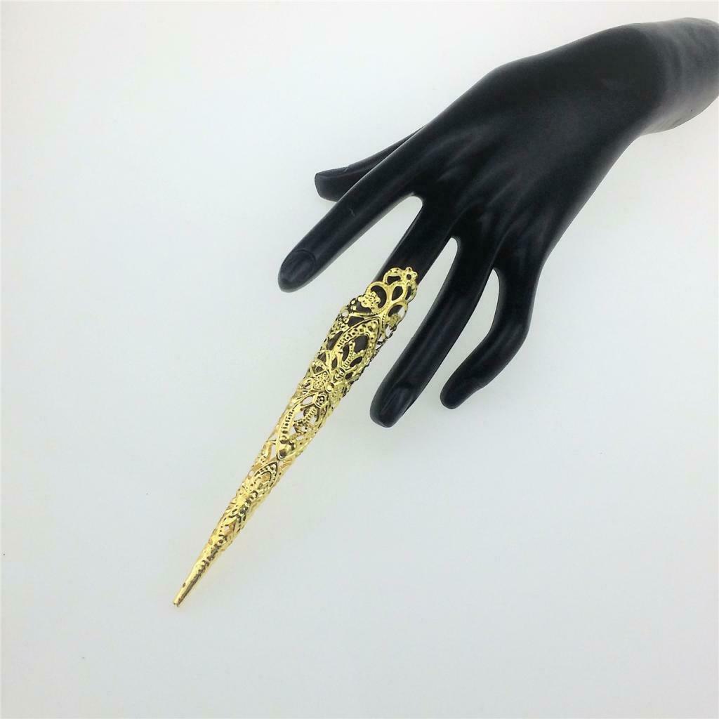 Women Ladies Imperial Chinese Long Nail Ring Charm Hollow Finger Nail Ring