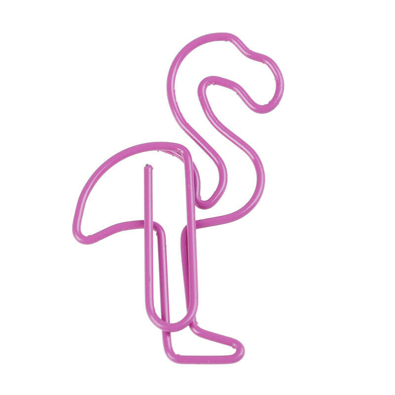 12pcs Cute Flamingo Bookmark Paper Clip Hollow Metal Binder Office Suppli.l8