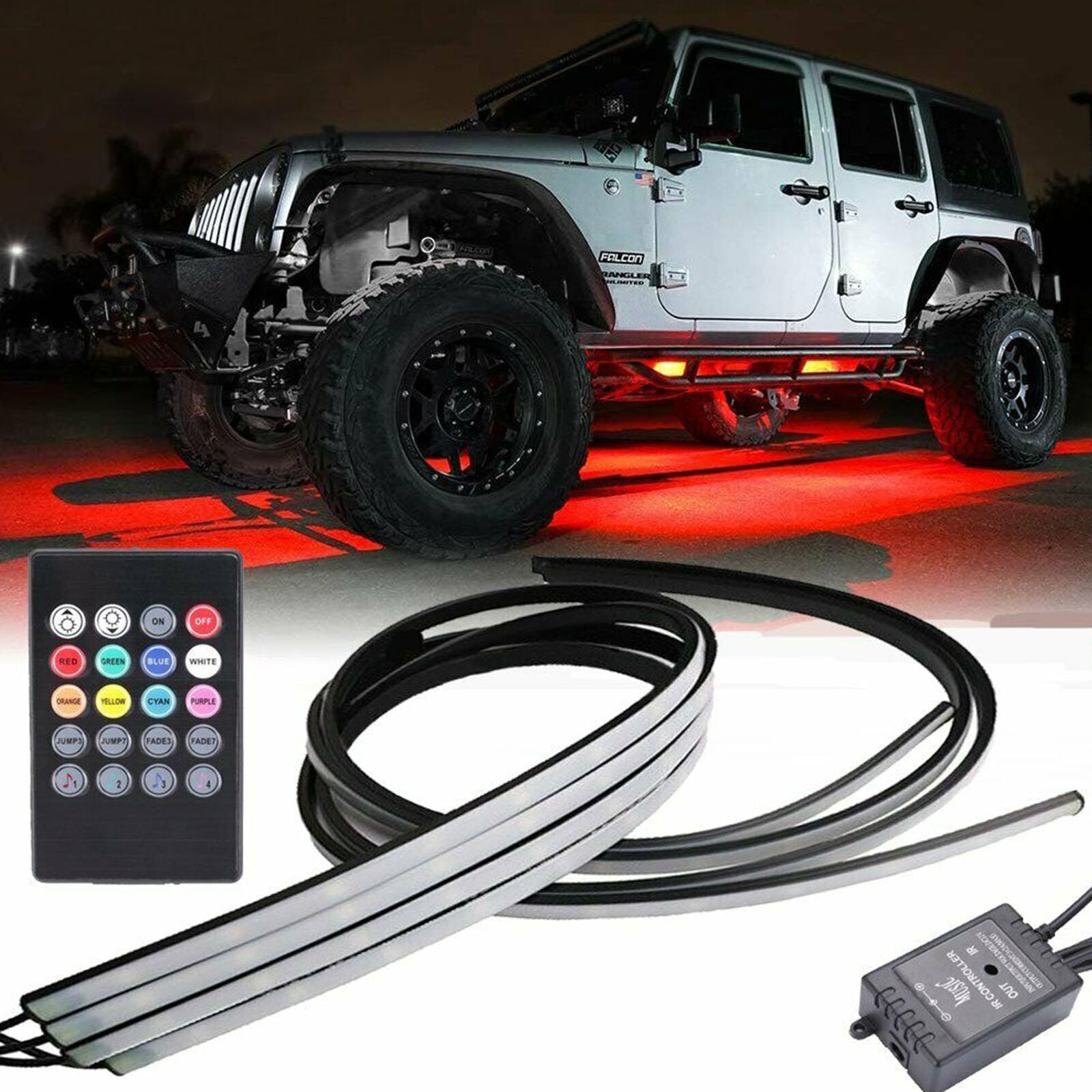 RGB 47" & 35" LED Strip Undercar Tube Underglow Underbody Neon Light Kit 8 Color