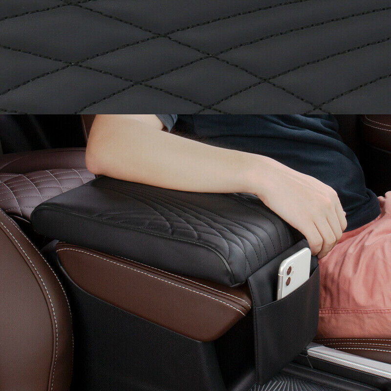 1PC Car Center Console Elbow Support Armrest Pad with Pocket Heighten PU Leather