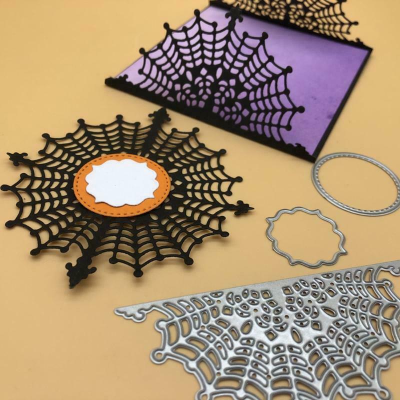 2pcs/set Halloween Castle Spider Web Metal Cutting Dies Stencil Scrapbooking DIY