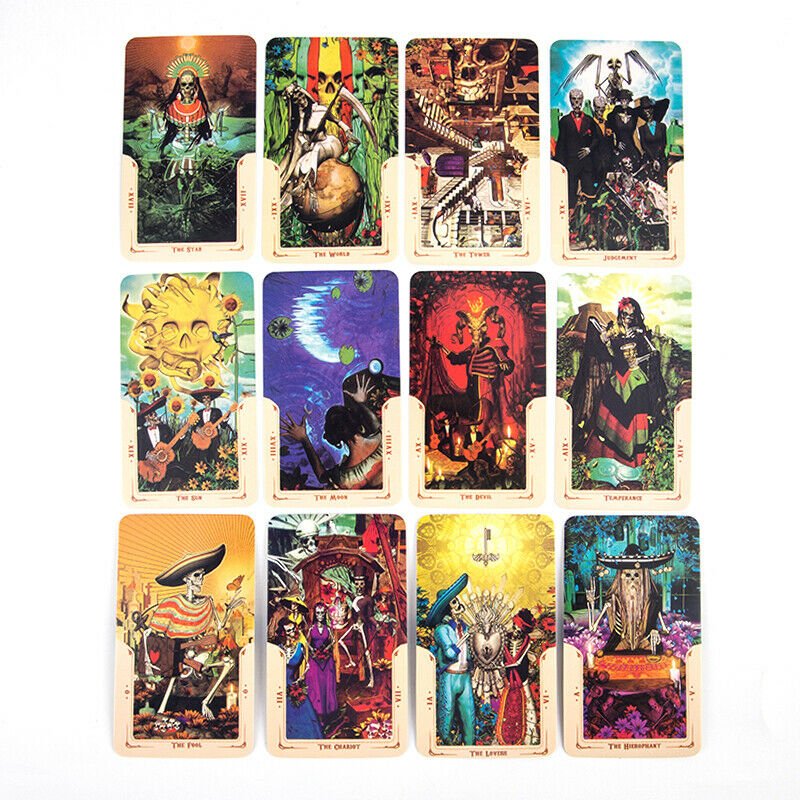 78Pcs Deck Oracles Mysterious Divination Santa Muerte Tarot Cards Board Game NC