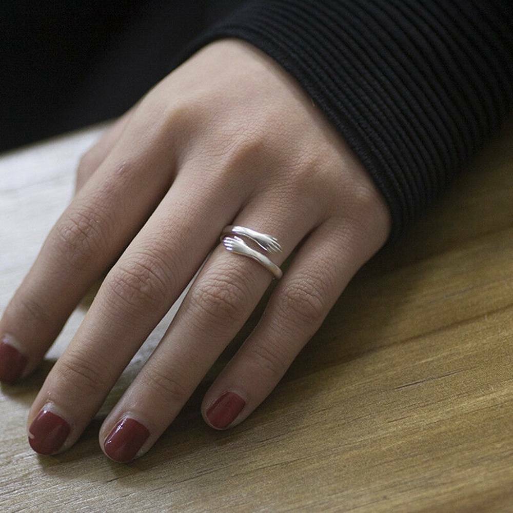 Novelty Hug Shape Engagement Ring Gift Adjustable for Couple Lover Friends Gifts