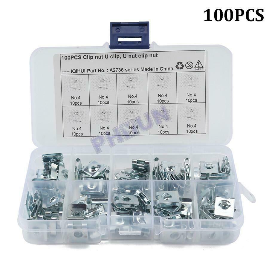 100x Fasteners U Nuts Self Tapping Screws Fasteners Fit Interior Trim Panel Home