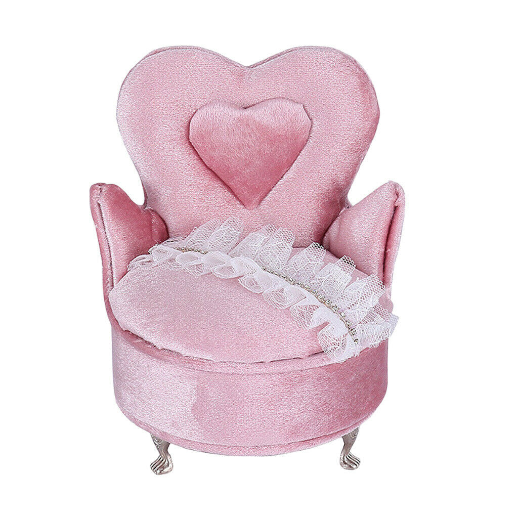 Pink Lace Single Chair Jewelry Box Organizer Travel Case Jewellery Display
