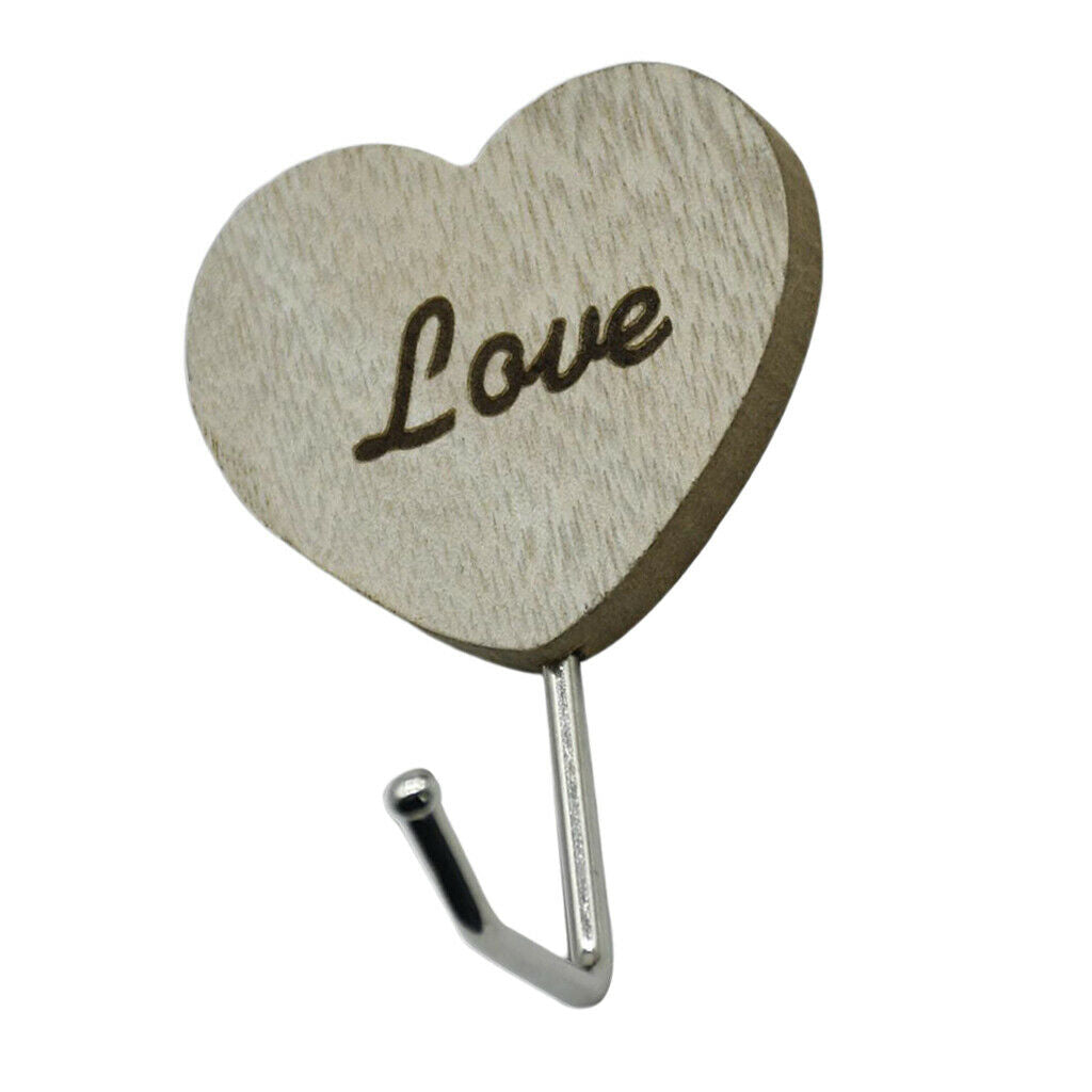 5 Pcs Retro Style Wood Wall Hanger Hook Stick on Home Coat Wall Hangers