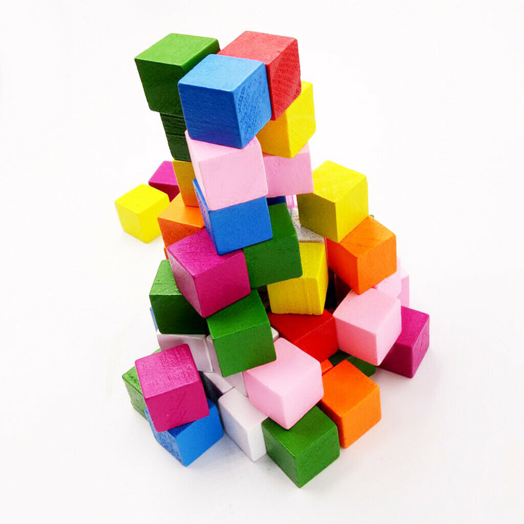 50pcs Assorted Wood Blocks Cube Embellishments For Scrapbooking DIY 15mm