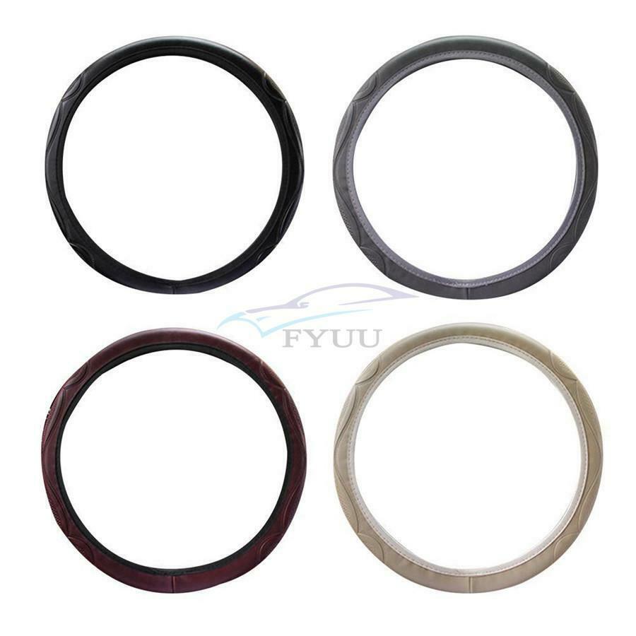 1PCS Black Leather Car Steering Wheel Cover Non-slip For 37-38CM Steering Wheel