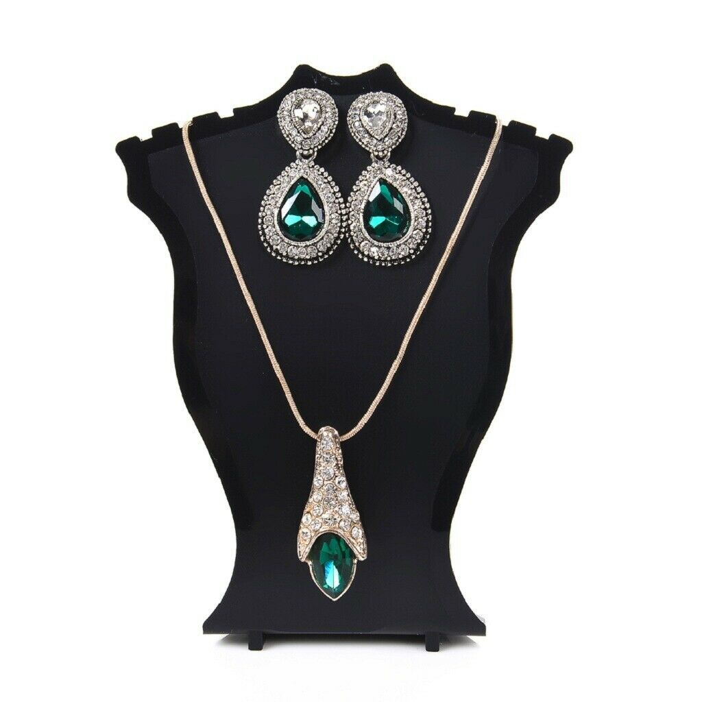 2X Novelty Plastic Sector Shape Stud Necklace Chain Jewelry Display Stand Black