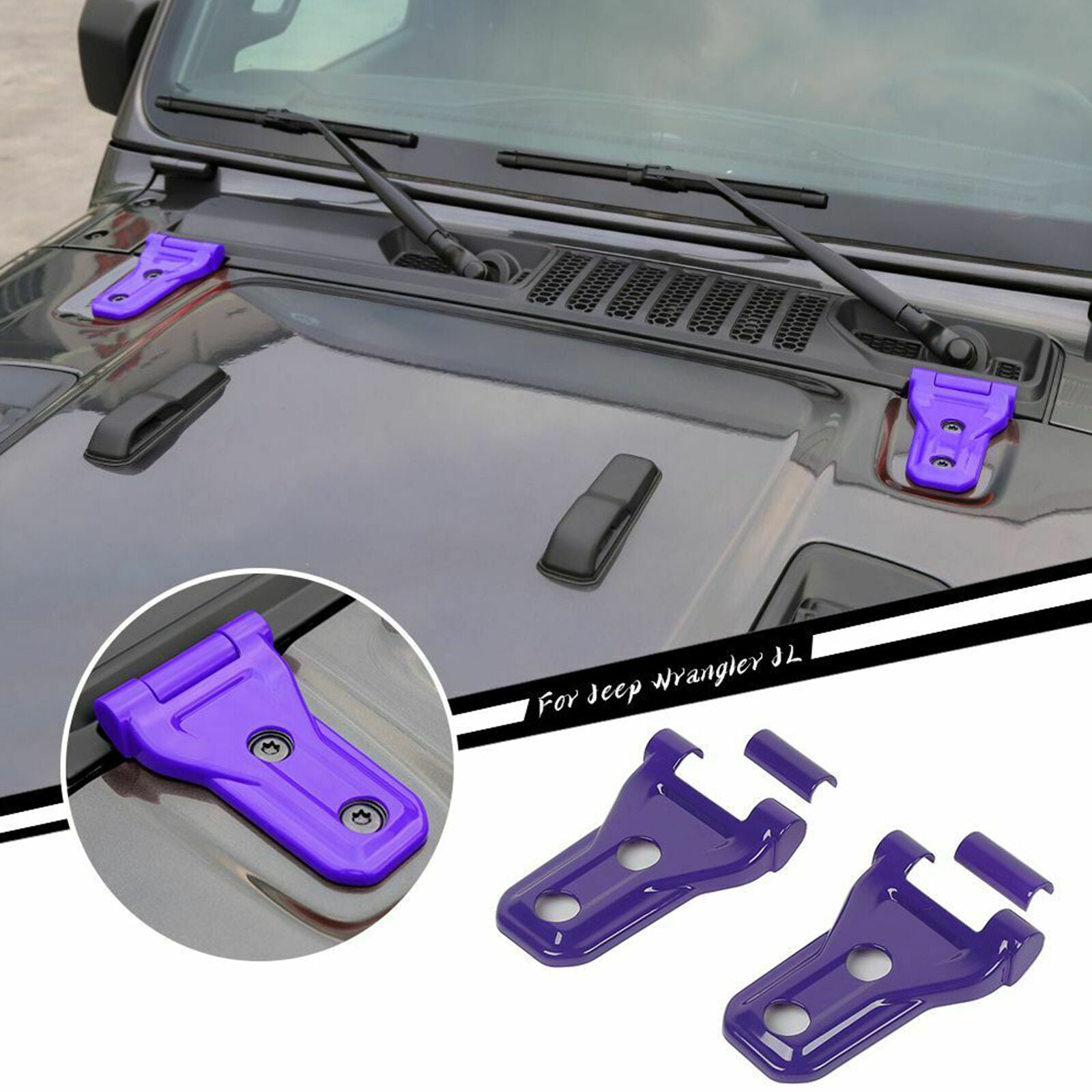 Purple Engine Hood Hinge Decor Cover Trim Accessories For 2018+ Jeep Wrangler JL