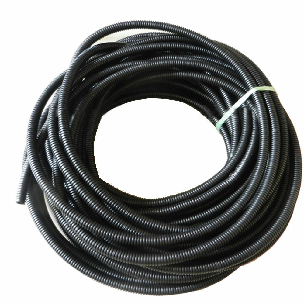 1x Universal 20M Black Split Loom Wire Flexible Tubing Conduit Hose Connectors