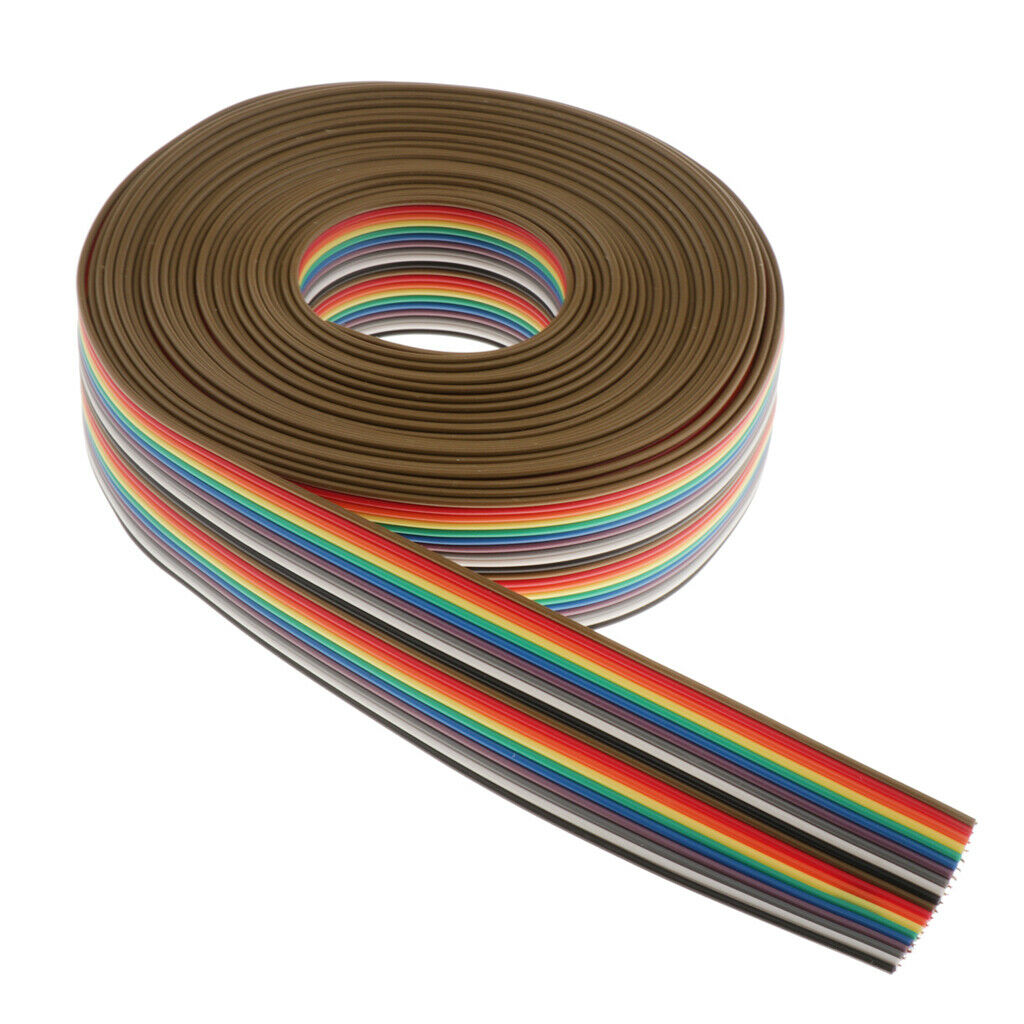 20 Pins Multicolor Flat Rainbow Ribbon Cable 16.4ft 2.5cm Width Wiring Wire