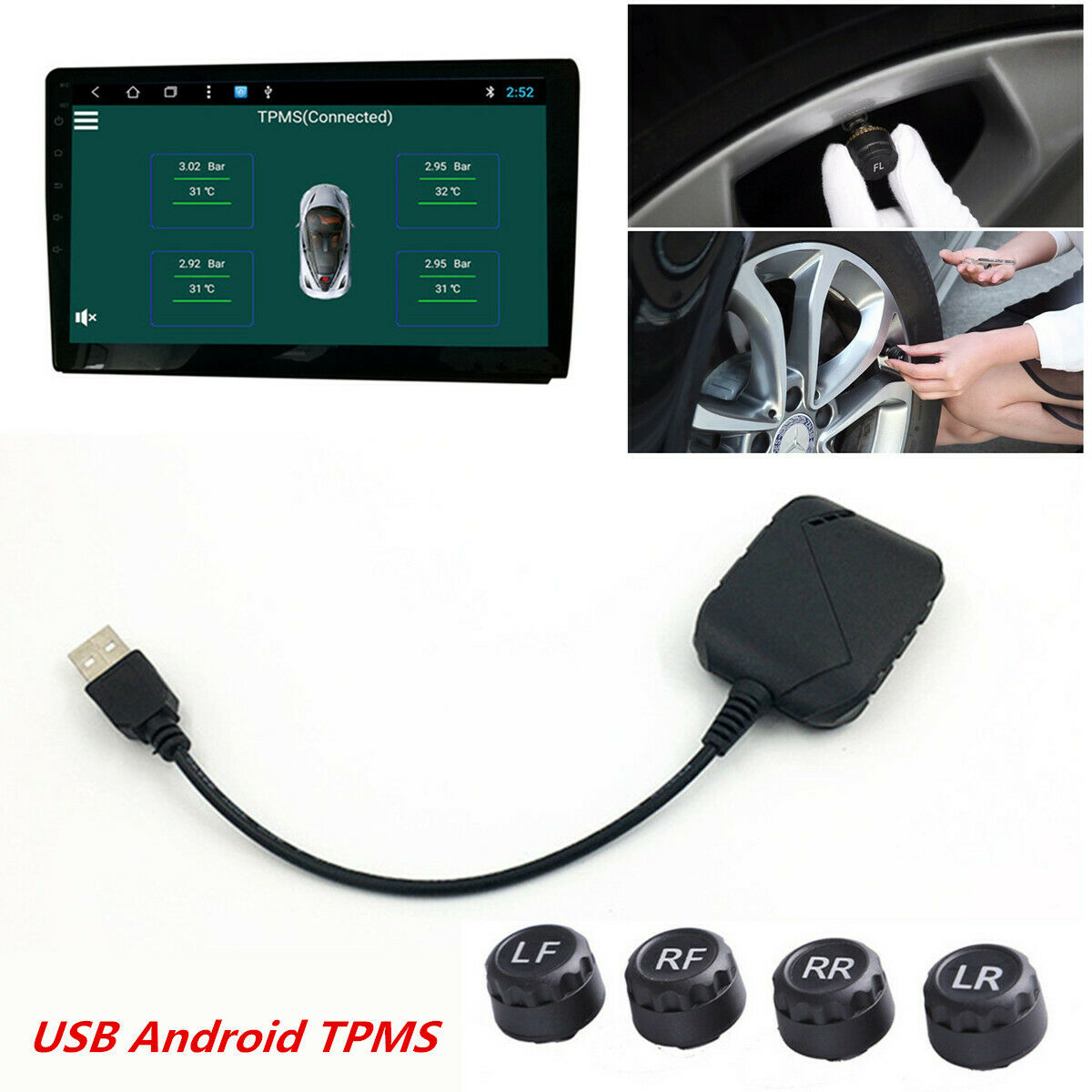 USB TPMS For Android Car Navigation DVD Player Tire Pressure Monitoring System