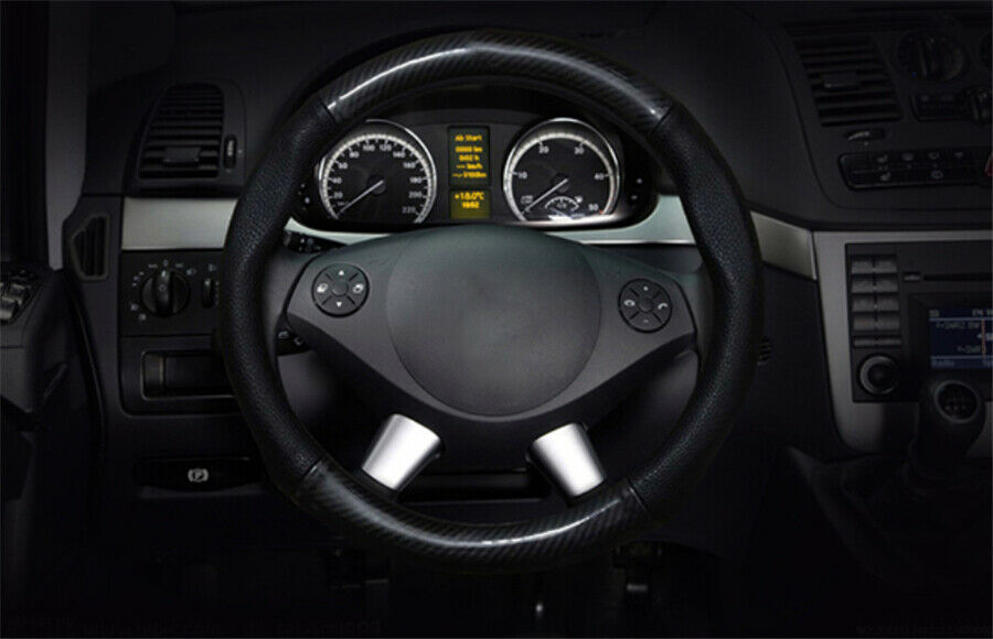 Carbon Fiber Leather Steering Wheel Cover for Car SUV Odorless 15 inch