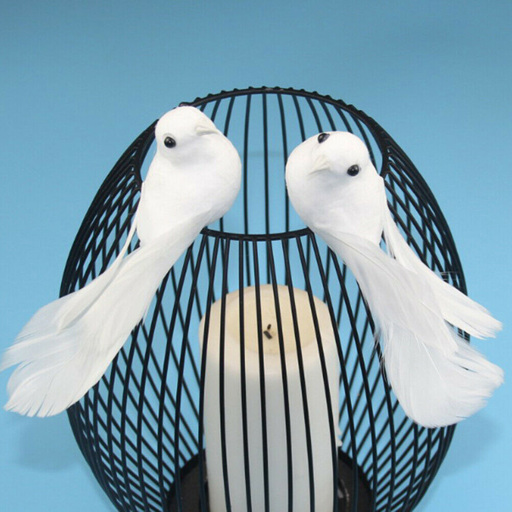 2Pcs Birds Simulation Artificial Feather Doves Feather Park Mall Ornament.l8