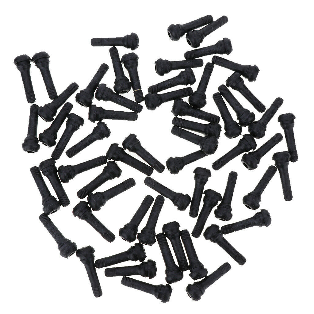 100pcs Snap-In Black Rubber Valve Stems TR414 for Tubeless 0.453inch 11.5mm Rim