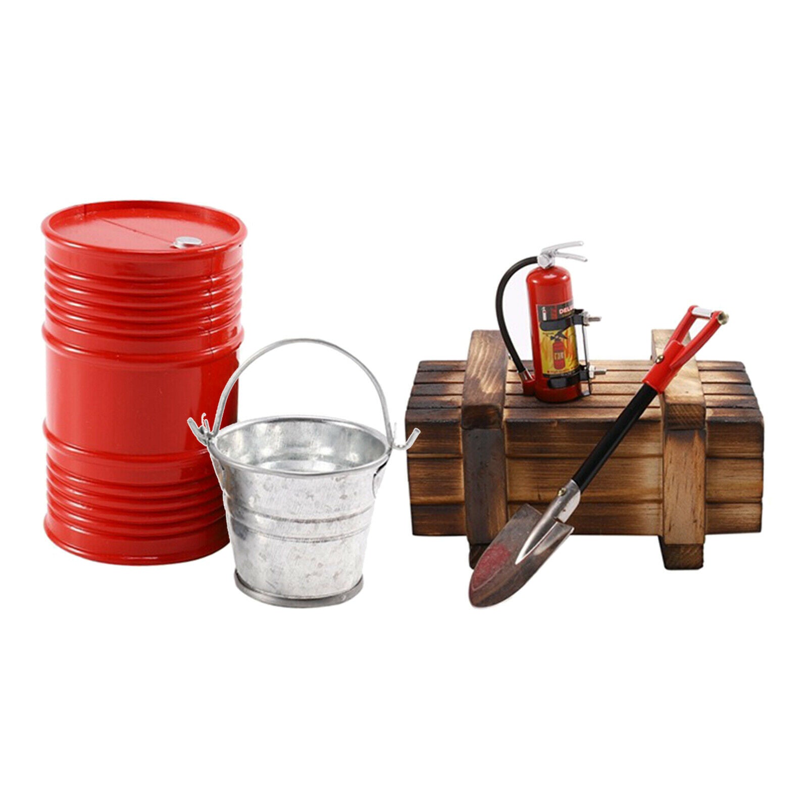 Wooden Box Oil Drum Fire Extinguisher for 1:10 RC Crawler Car TRX4 SCX10 D90