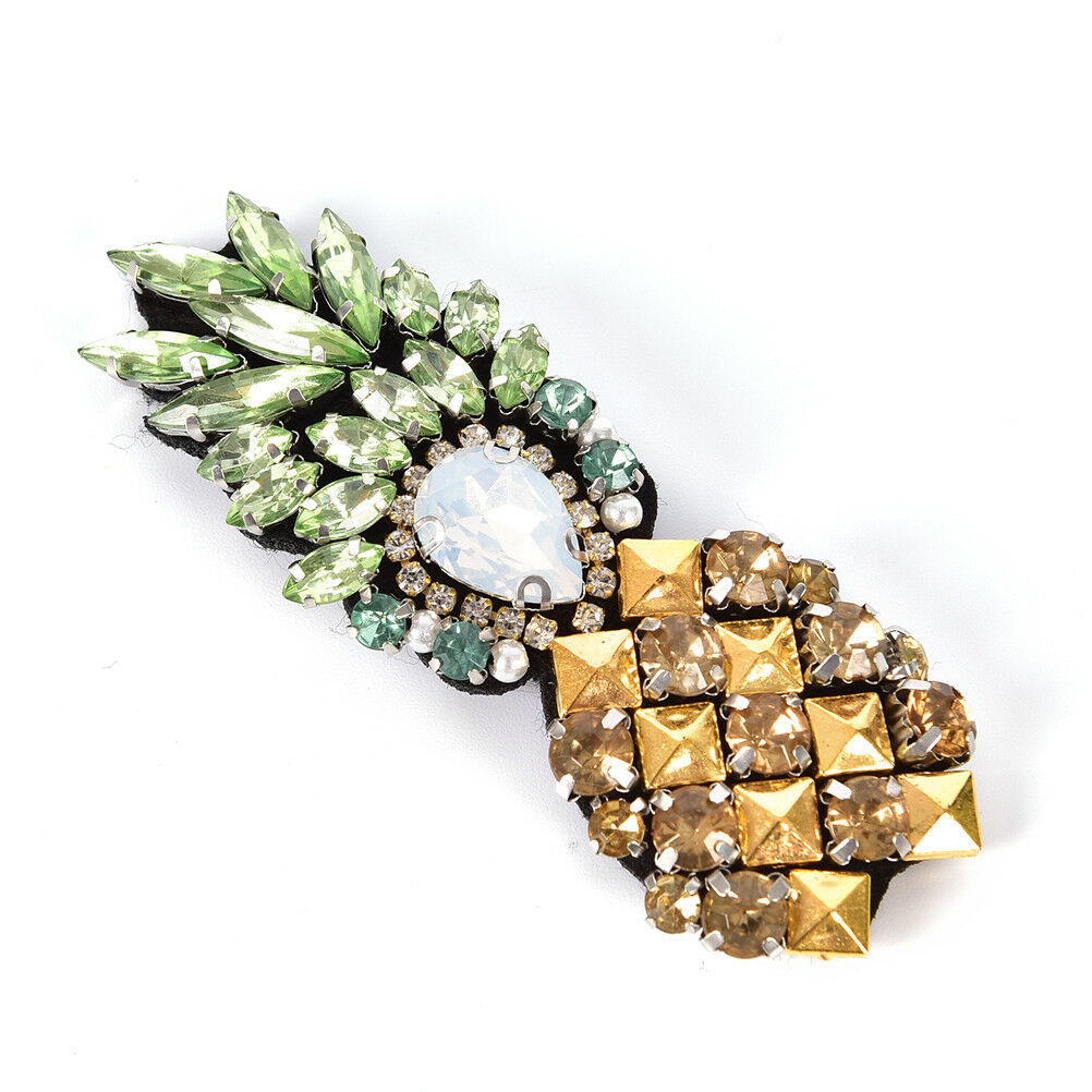 Rhinestone Pineapple Patch for Clothes Sewing on Rhinestone Beaded Appliq.l8