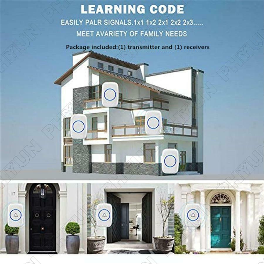 Wireless Doorbell Push Button Adjustable Volume 1000FT For Home/Office/Classroom