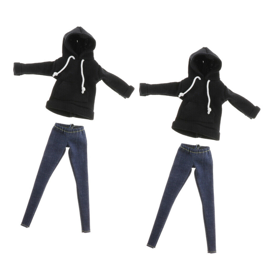 2 Packs BJD Costume Hoodie & Jeans Pants for 1/6 SD Dress Up Accessory