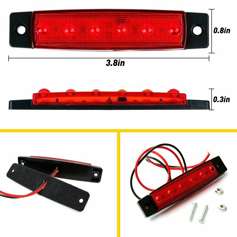 3X Red Marine Led Lights Courtesy & Utility Strip for Boat Yacht Pontoon Kayak