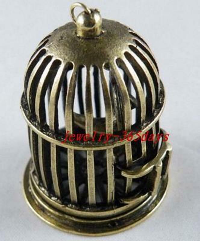 4pcs Bronze Color Bird cage Pendants 43x33mm 7189