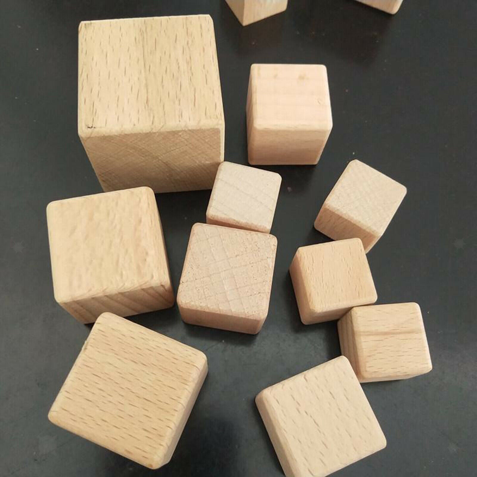 Natural Wood Cube Blocks Unfinished Wood Shapes for DIY Crafts Kids Hobbies