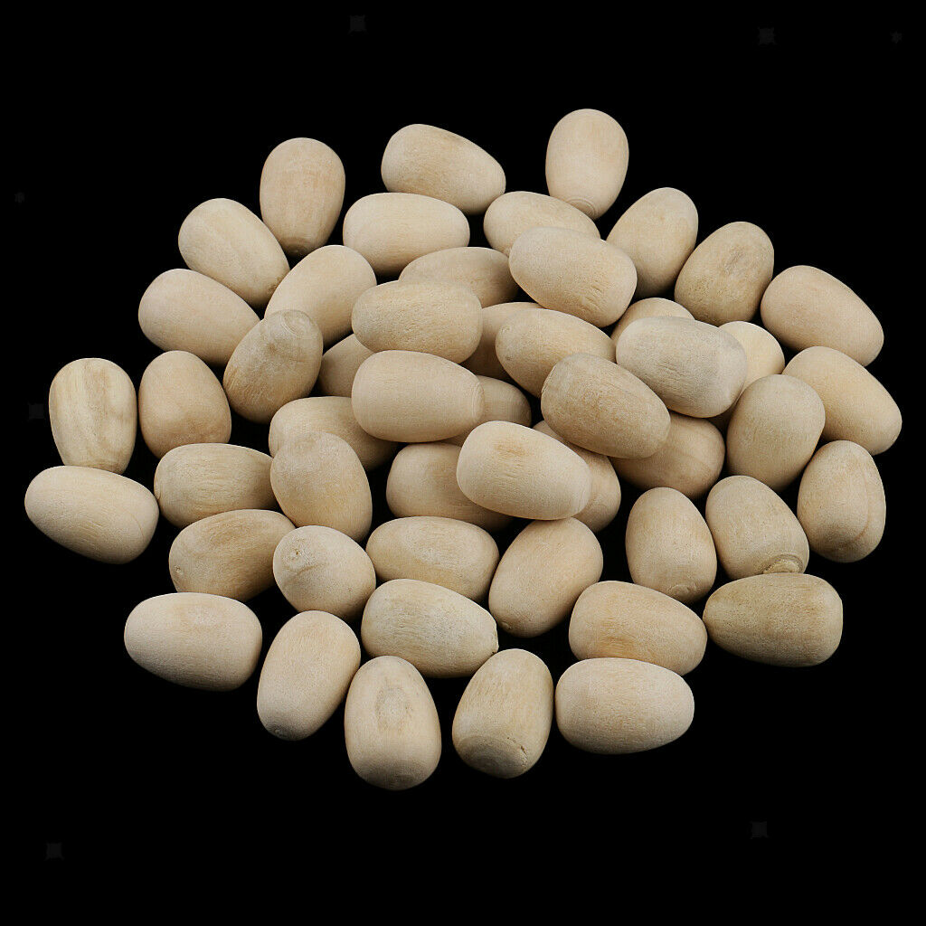 50pcs Mini WOODEN EGGS 100% Natural Wood for Easter Crafts Decorations Display