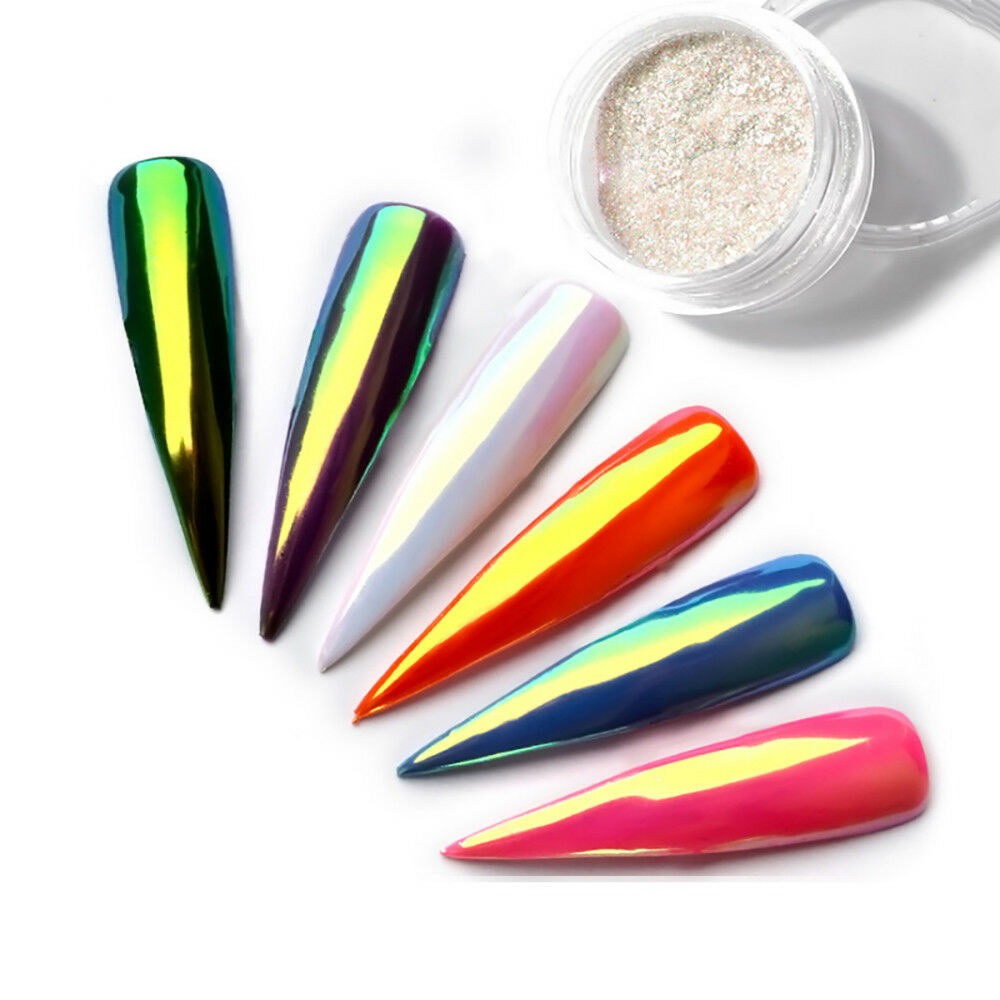 Fashion Color-Change Neon Aurora Mermaid Nail Art Powder Mirror Chrome Pigment