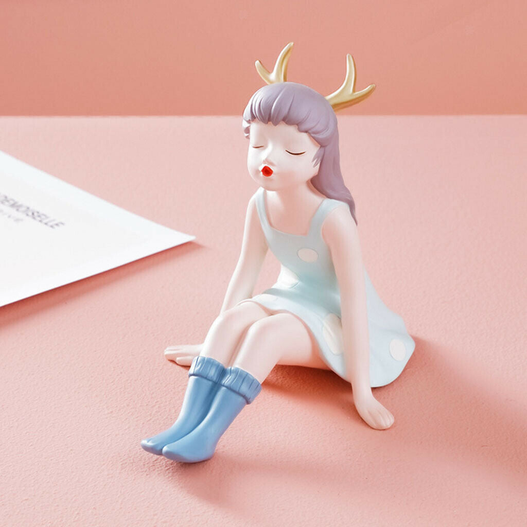 Lovely Girl Statue Craft Art Sculpture Home Bedroom Office Cabinet Ornaments