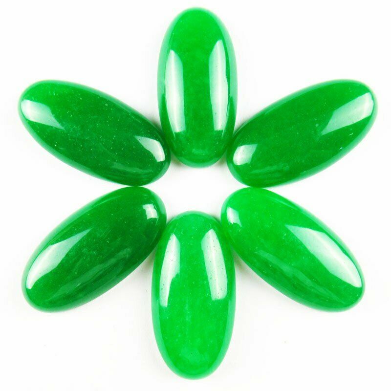 8pcs 30x15x6mm A+ Green Jade 36g Oval Cab Cabochon A-313JM
