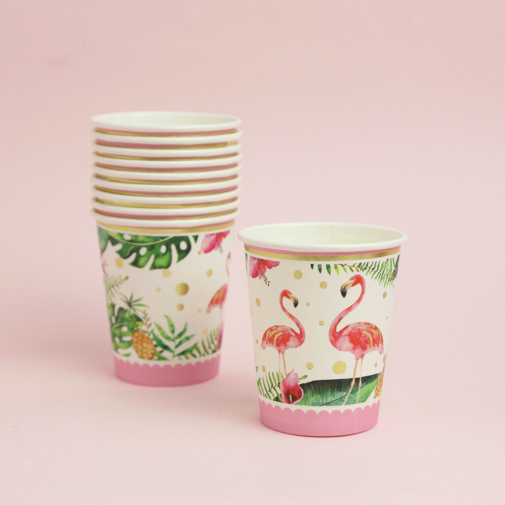 10pcs Lovely Flamingo Paper Disposable Cups Beverage Drinking Cup Decor