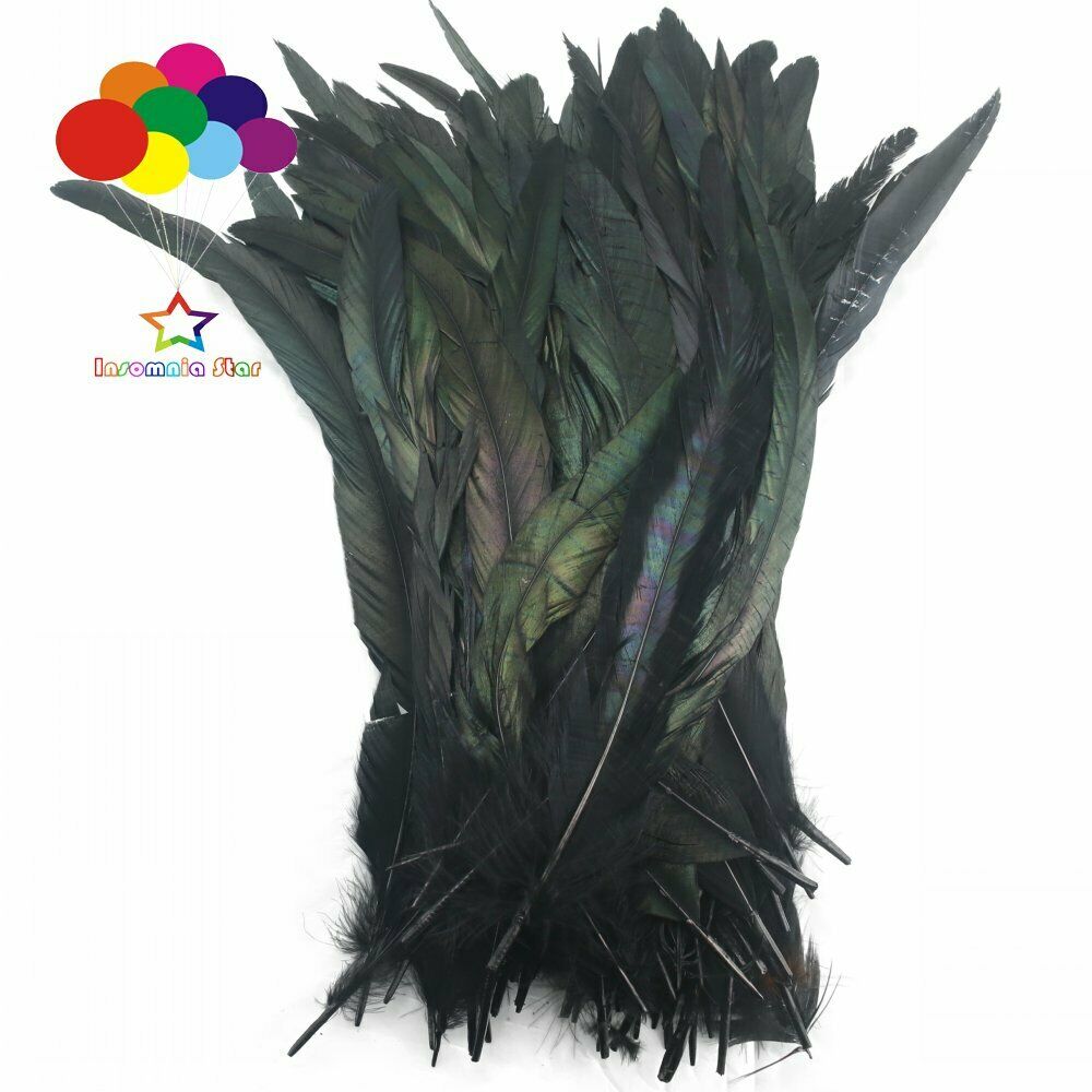 Black dyeing 100 Pcs 12-14 Inch/ 30-35 cm Cock Chicken Tail natural Feathers
