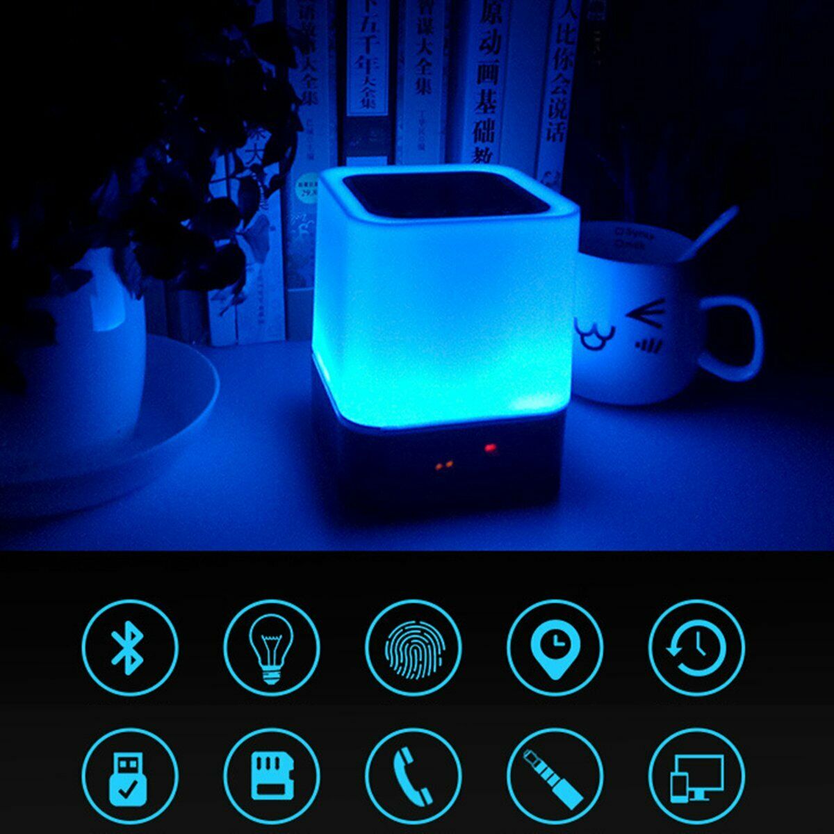 LED Handfree HIFI Speaker Music Smart Touch & Night Light Desk Lamp Alarm Clock